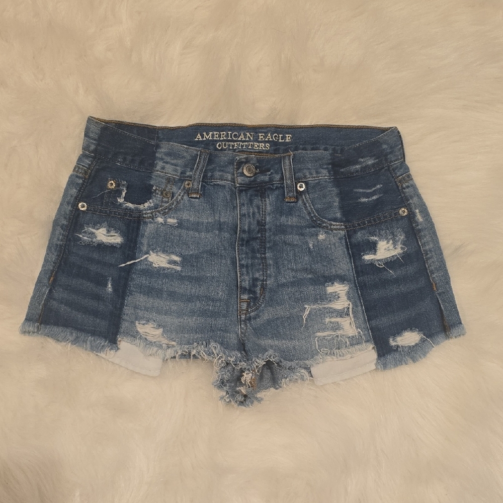 American Eagle Outfitters Light Blue Ripped Jean Shorts